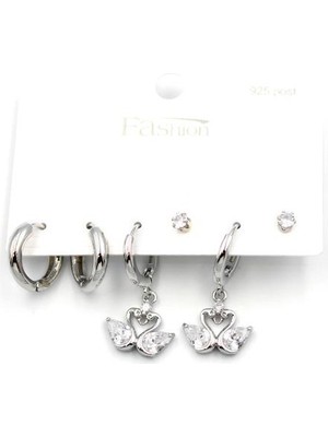 ModaSize Çoklu Kuğu Küpe - Gümüş