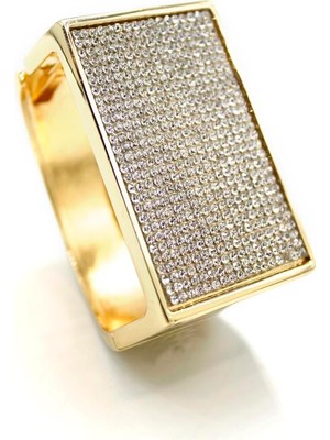 ModaSize Taşlı Plaka Bilezik - Altın