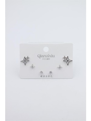 ModaSize Çoklu Set Küpe - Gümüş