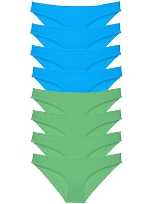 ModaSize 8 Adet Süper Eko Set Likralı Kadın Slip Külot Yeşil ve Mavi