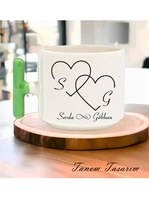Tanem Kişiselleştirilebilir Bardak Kahve Çay Fincanı Hediye Sevgililer Günü - T Kulp Kupa