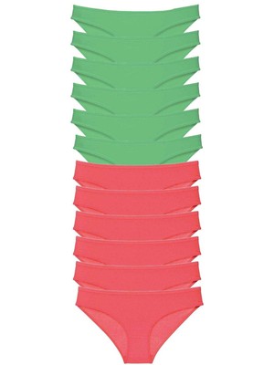 ModaSize 12 Adet Eko Set Likralı Kadın Slip Külot Yeşil Fuşya