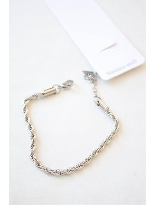 ModaSize Burgu Çelik Bileklik 3mm - Gümüş