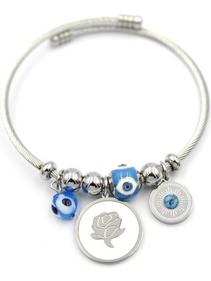 ModaSize Gül Charm Bilezik - Gümüş