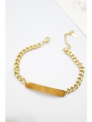 ModaSize Plaka Zincir Bileklik - Altın