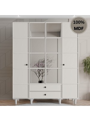 Comiet Piano Ayaklı Tasarım Aynalı 4 Kapak Mdf Gardırop