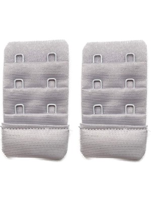 ModaSize 2 Adet Agraf Sütyen Uzatma Kopçası 3 Sıra / 2 Kanca Gri