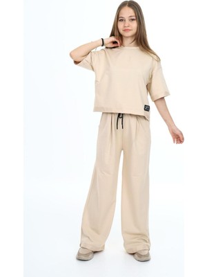 Pantulux Kız Çocuk %100 Pamuk Oversize Yarım Kol Alt-Üst Eşofman TAKIM-EŞT-2012