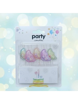 Parti Sürprizi Renkli Kelebek 5 Li Mum Set