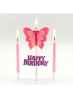 Parti Sürprizi Happy Birthday Kelebek Mum Set