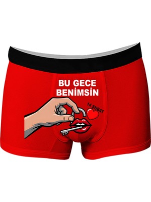 Onudabunuda Baskılı Erkek Boxer Sevgililer Günü Temalı Kilit Desenli Komik Eğlenceli Mizahi Esprili Pamuklu Likralı Rahat Kesim