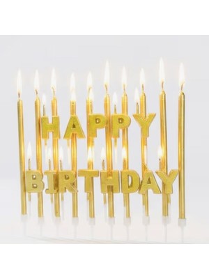 Parti Sürprizi Happy Birthday Gold Mum Set
