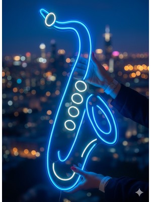 Neonled Saksafon Figür Dekoratif Neon (71X44CM)