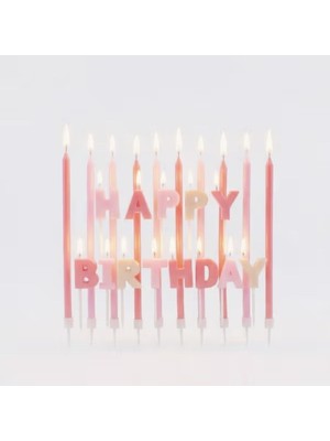 Parti Sürprizi Happy Birthday Pembe Mum Set