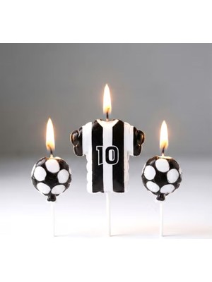 Parti Sürprizi Taraftar Temalı Futbol Topu Siyah Beyaz Mum Set