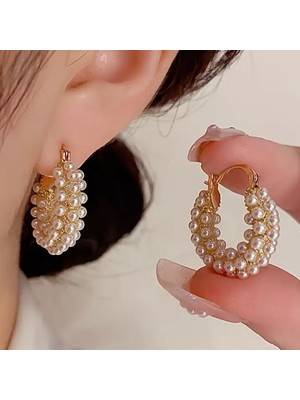 Ekinoksen Zarif ve Romantik Şık  Incili Halka Küpe