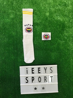 Beyaz Renk Standart Beden Çocuk Uzun Tozluk Çorap + Bileklik Seti