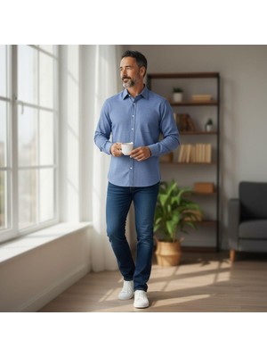 Eren Style Klasik %100 Cotton Uzun Kollu Terletmeyen 4 Mevsim Gömlek (Regular Kalıp)