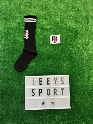 Siyah Renk Standart Beden Çocuk Uzun Tozluk Çorap + Bileklik Seti