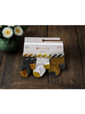 Ekinoks Fil Desenli Üçlü Bebek Çorap - RYZEÇ026 - Antrasit - 0 - 6 Ay Antrasit