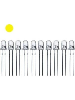 Voltaj 5mm Şeffaf Sarı LED Paketi - 10 Adet