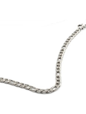 Sose Moda Figaro Model Erkek Çelik Zincir Kolye Gümüş 55 cm 5 mm Kararmaz Klasik Güçlü Tasarım