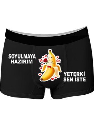 Onudabunuda Baskılı Erkek Boxer Sevgililer Günü Temalı Muz Gül Desenli Komik Eğlenceli Mizahi Esprili Pamuklu Likralı Rahat Kesim
