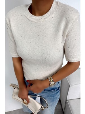 Leilaa Kısa Kollu Pul Işlemeli Kazak