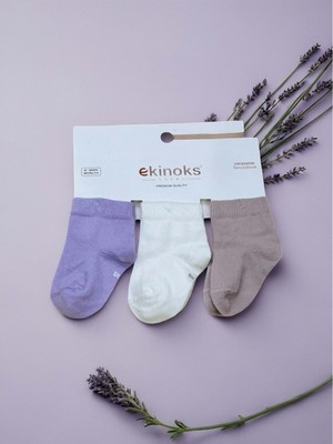 Ekinoks Düz Renk Üçlü Bebek Çorap - RYZEÇ030 - Lila - 12 - 18 Ay Lila