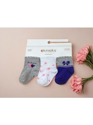 Ekinoks Honey Kalpli Üçlü Bebek Çorap - RYZEÇ029 - Gri - 12 - 18 Ay Gri