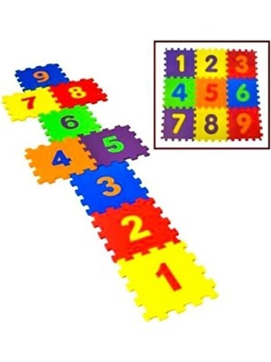9 Parça Büyük Boy Rakamlı Sayılı Sünger Yapılı Oyun Karosu Yer Matı Puzzle Yapboz ROYALEKS-68803