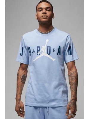 Nike Jordan Air Stretch Mens Ss Crew Blue Logolu Erkek Tişört Mavi