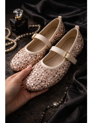 Slipcat Pullu Simli Payetli Toka Detaylı Kadın Şık Günlük Babet