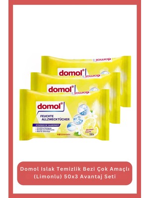 Domol Islak Temizlik Bezi Çok Amaçlı (Limonlu) 50X3 Avantaj Seti