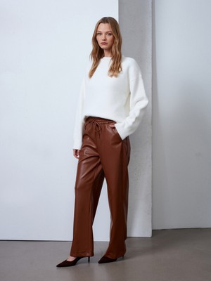 Dilvin 72230 Beli Lastikli Suniı Deri Pantolon-Karamel