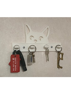 Sora Design Kedi Figürlü Duvar Anahtarlık Askısı Anahtar Düzenleyici