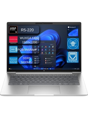 Hp Probook 4 G1AH14 Amd Ryzen 5 220 4.9ghz 64GB Ddr5 2tb SSD Windows 11 Pro Amd Radeon 740M 14" Wuxga (1920 x 1200) IPS 300NITS Taşınabilir Bilgisayar+Mouse Hediyeli D0QX9ATEX18