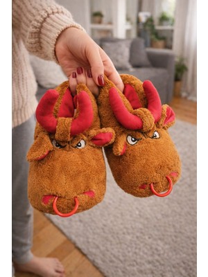 Unisex Hayvanlı Panduf Ev Ayakkabısı Ses Yapmaz Taban