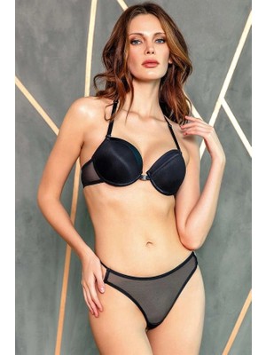 Vip Marketim Vipmarketim  Balenli Destekli Dolgulu Askıları Çıkabilen Önden Açılan Sırt Dekolte Sütyen ve String Takım