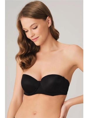 Vip Marketim Vipmarketim  Balenli Destekli Dolgulu Askısız Straplez Günlük Klasik T-Shirt Sütyeni