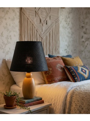 Decodelight Ahşap Naturel Elips Ayaklı Pileli ; Kağı Ip ,hasır Konik Kumaş Şapkalı Abajur Masa Lambası Modelleri