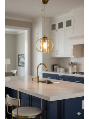 Decodelight Gold Kaplama Endüstriyel Metal Tel Olimpiyat Model Hol Mutfak Tekli Sarkıt Avize Aydınlatma