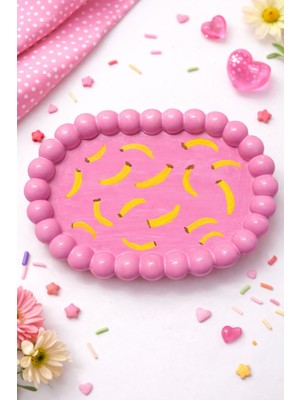 Elips Bubble Dekoratif Tabak Muz Desenli 16CMX11CM