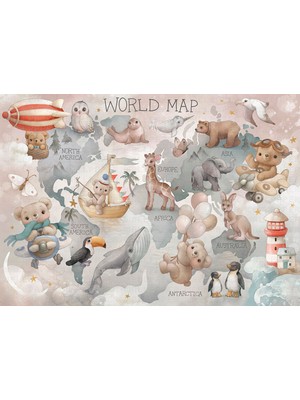 Arterior Wallpaper Dünya Haritası Harikalar Diyarı Poster Duvar Kağıdı