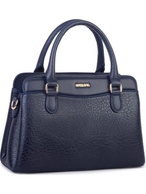Nas Bag Şık Kadın Midi El ve Omuz Çantası Lacivert Victoria
