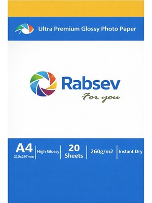 Rabsev Fotoğraf Kağıdı A4 Parlak 260GR ( 10 Paket 200 Adet )
