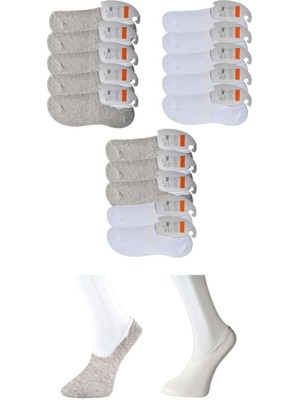 ModaSize Gri ve Beyaz Erkek Babet Çorap 15 Çift