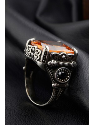 925 Ayar Gümüş Sitrin Gümüş Erkek Yüzük