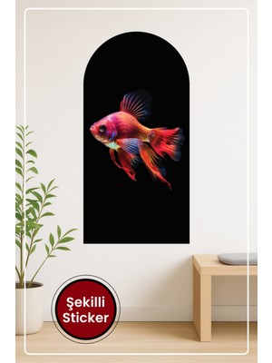 KOSS Dijital Oval Şekilli Renkli Balık Arka Plan Desenli Dekoratif Duvar Sticker Ev Ofis Salon Hol Için Süs