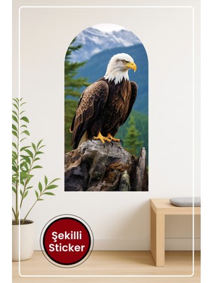KOSS Dijital Oval Şekilli Kartal Desenli Dekoratif Duvar Sticker Ev Ofis Salon Hol Için Modern Duvar Süsü